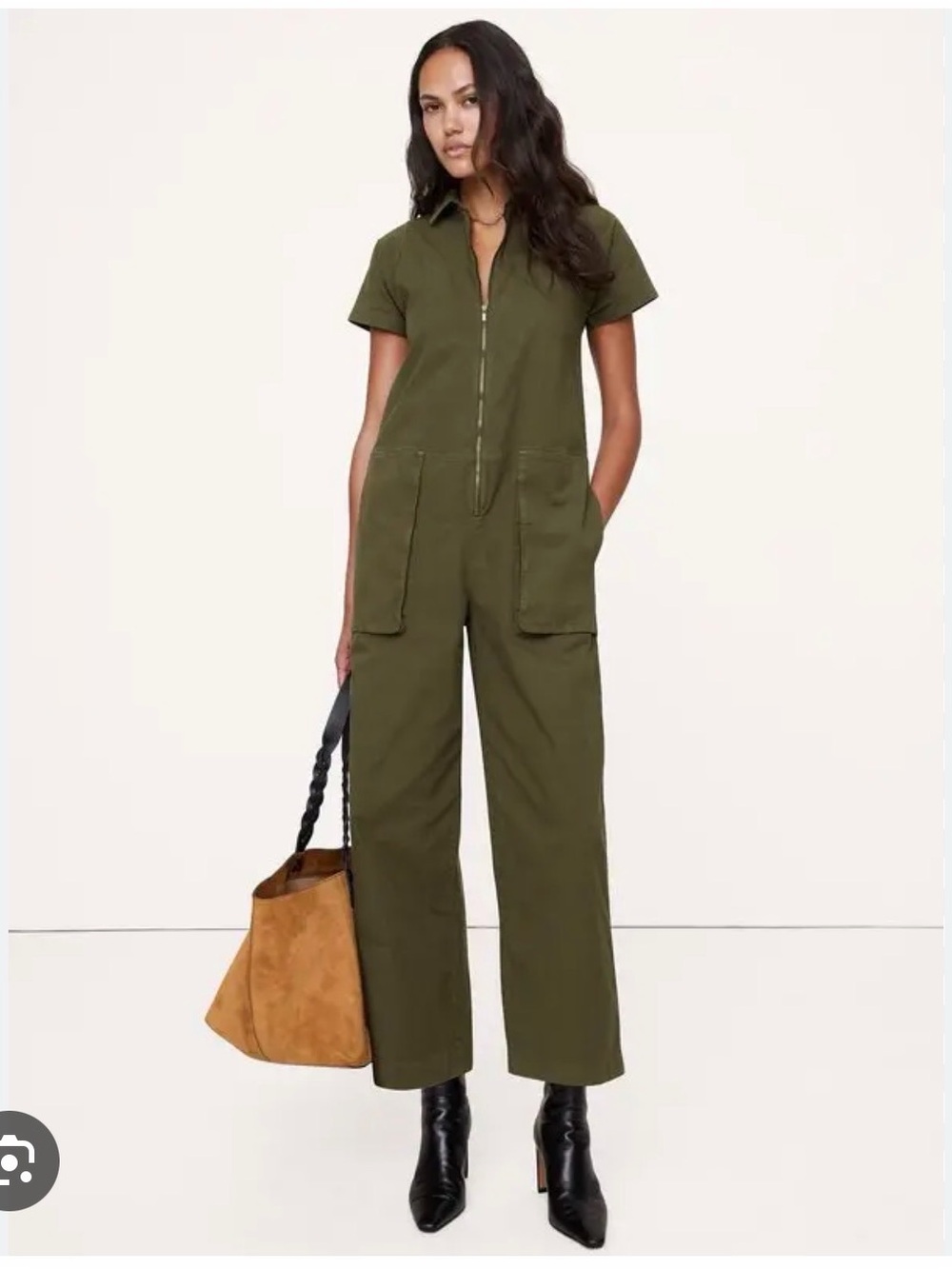 Banana Republic Canvas Utility Jumpsuit-Dark Trees Green